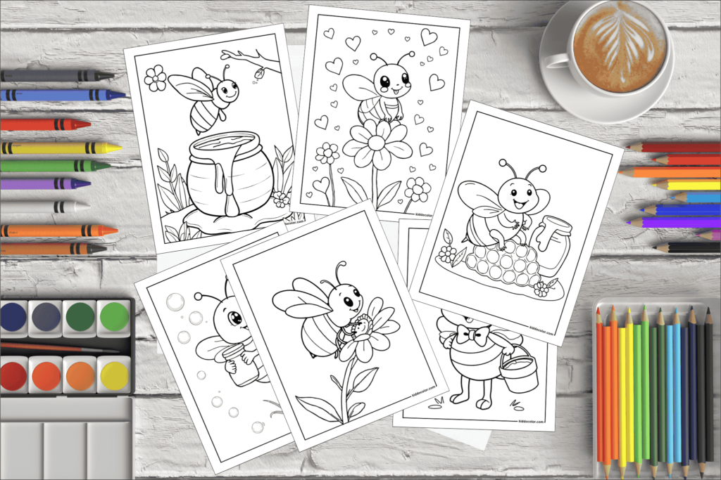 Bee coloring pages for kida