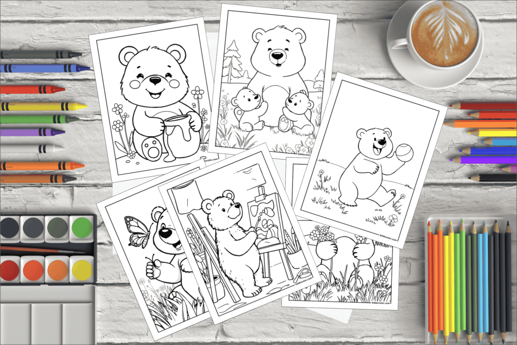 Bear coloring pages for kids