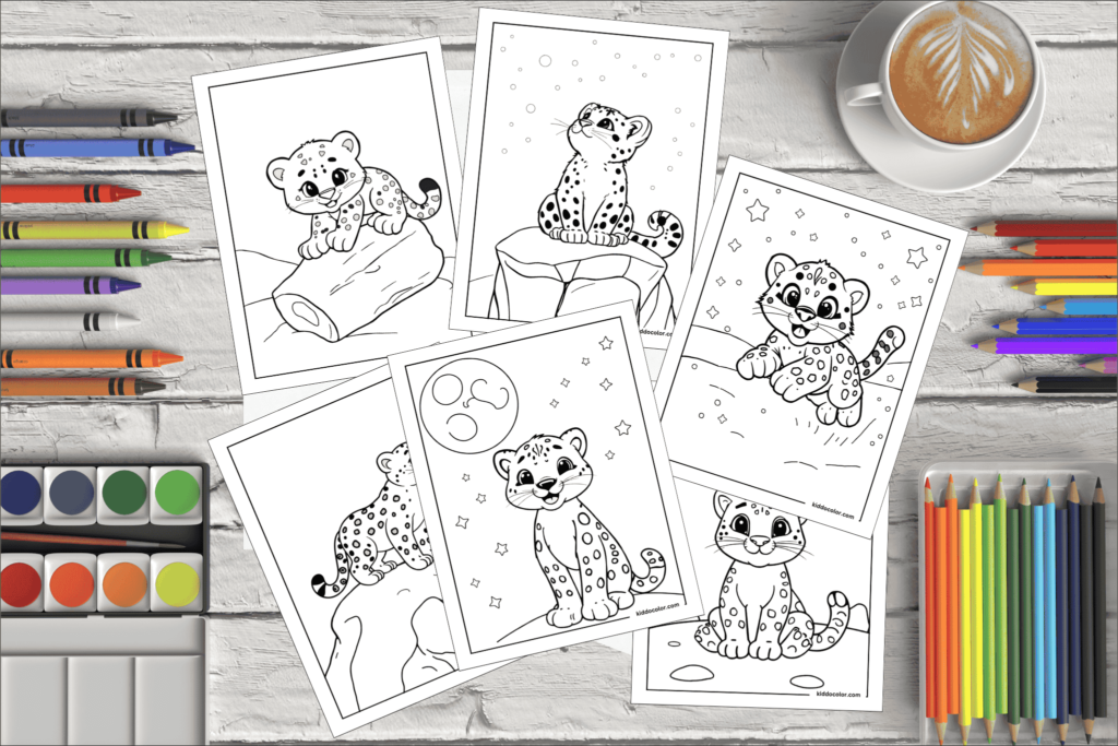 snow leopard coloring pages