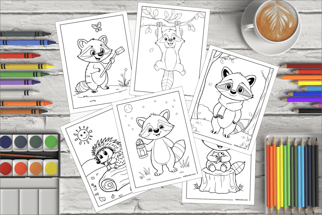 Raccoon coloring pages